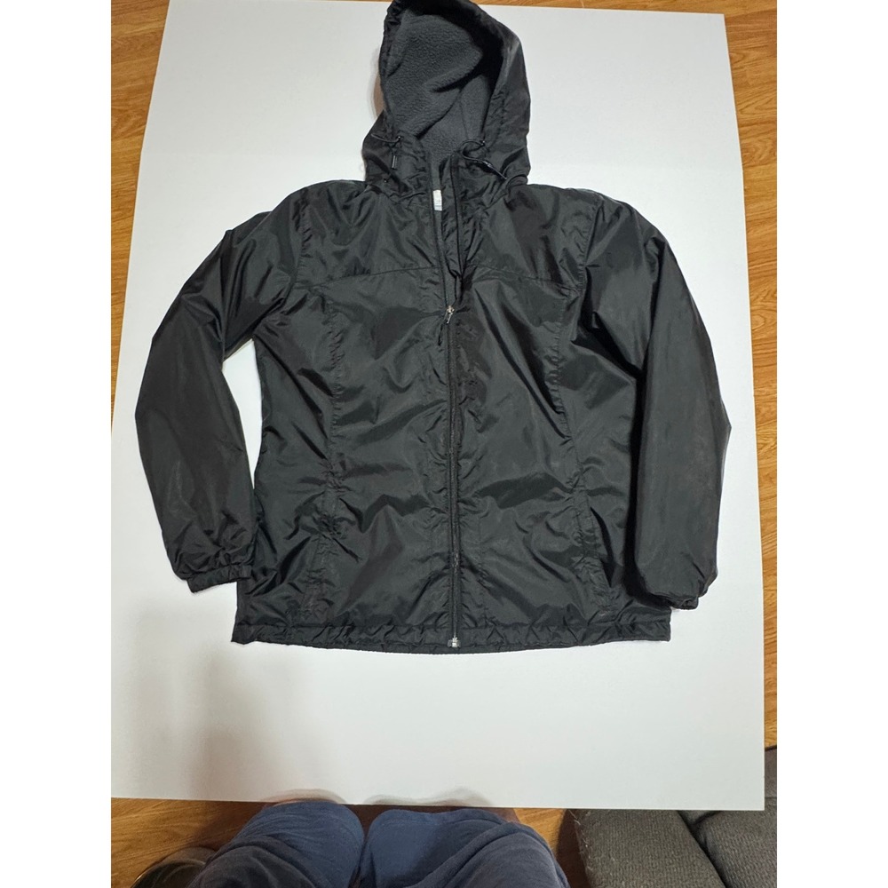 Columbia Sportswear Black Fleece Lined Hooded Windbreaker Jacket Large
